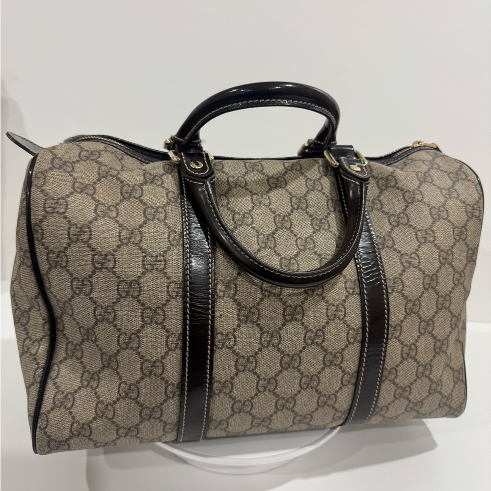 Gucci Brown GG Supreme Canvas Boston Bag with Dark Brown Leather Trim - Picture 3 of 9